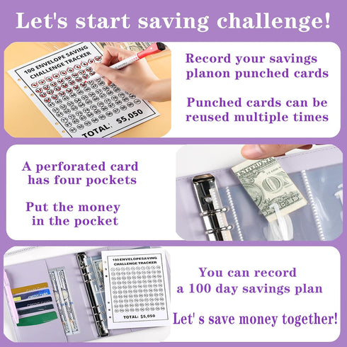 100 Envelopes Challenge Binder 100 Envelopes Money Saving Challenge Budget Binder Savings Challenge Book Easy and Fun Way to Save $5,050 for Home,...