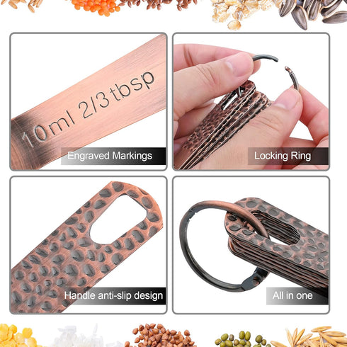 Smithcraft Measuring Spoons Set, Copper Measuring Spoons Set, Stainless Steel Measuring Spoons, Copper Plated Measuring Spoons, 6 Measurer Spoons ...
