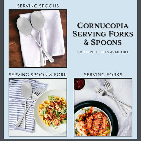 Cornucopia Brands Serving Fork (2 Pack) Set of Two (2)- Elegant Top of the Line Serving Forks, Buffet & Banquet Style Serving Forks, 9" Stainless ...