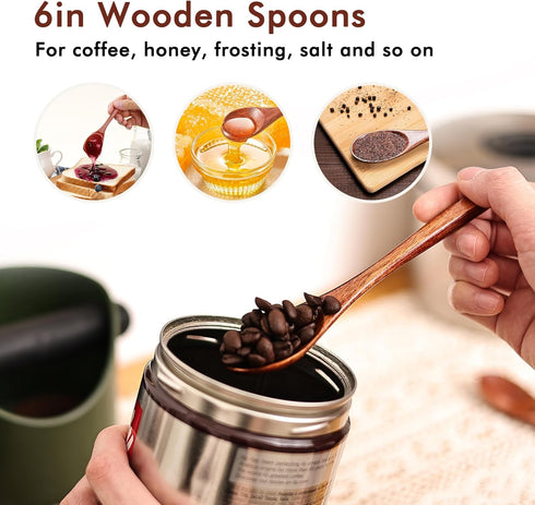 6/9/12in Wooden Spoons, 6pcs Soup Spoons Set, Small Wooden Utensils for Coffee, Tea, Jam, Sugar, Ice Cream and Bath Salts (6pcs 6in)...