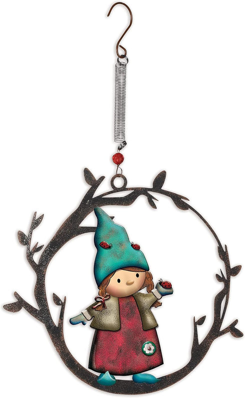 Sunset Vista Designs Rustic Garden Decoration Hanging Garden Decor Outdoor Bouncy Dangler, 13" L, Girl & Ladybug...