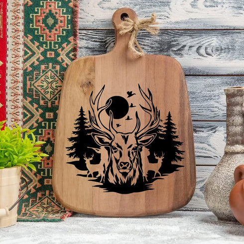 11 Pcs Deer Stencils Forest Mountain Tree Deer Head Stencils for Wood Burning Stencil Template Stencils for Painting on Wood Crafts Home Decors (D...