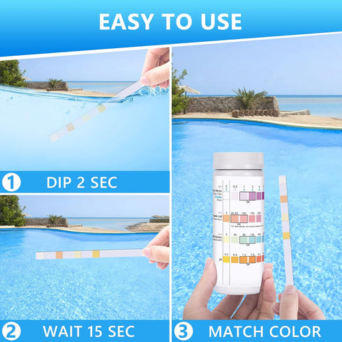 Pool Test Strips for Above Ground Pool: 150 Counts 4 in 1 Pool Spa Test Strips for Hot Tub Swimming Pool Test Kit Testing Chlorine, pH, Bromine, A...