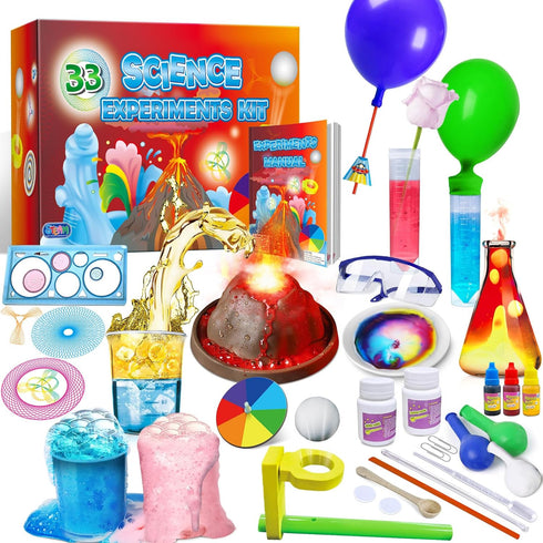 UNGLINGA 33 Experiments Science Kit for Kids, Science Project STEM Toys Gifts for Boys Girls Learning Educational Chemistry Set, Volcano Erupting,...