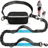Hands Free Dog Running Leash with Zipper Pouch, Dual Handle, Elastic Bungees Retractable Rope for Medium and Large Dogs, Waist Bag Pack Carry All ...