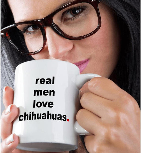 3dRose Real Men Love Chihuahuas Ceramic Mug, 15 oz, White...