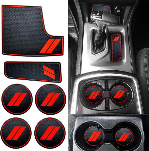HAMSAM for Dodge Charger Accessories 2015-2021 Anti Dust Cup Holder Inserts, Door Pocket Liners and Center Console Liner Mats Premium Custom Inter...