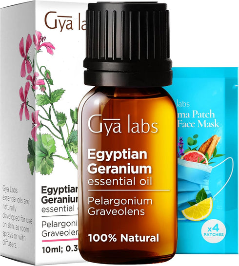 Gya Labs Egyptian Geranium Essential Oil for Diffuser - 0.34 Fl Oz - 100% Pure Natural Aromatherapy Geranium Oil for Skin, Hair Care, Massages & C...