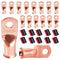 RED WOLF 1/0 AWG - 5/16" Battery Cable End Copper Wire Ring Terminal Connector Lug w/3:1 Ratio Heat Shrink Tubing Black Red, 16 PCS Marine Grade R...