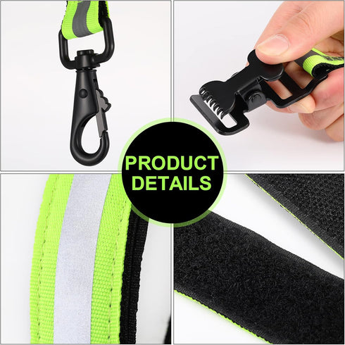 Shappy 2 Pieces Firefighter Glove Strap with Reflective Trim Firefighting Glove Safety Strap Turnout with Swivel Snap Hook Clip (Green)...