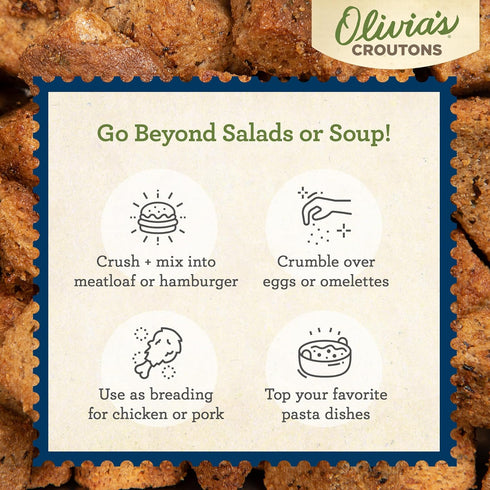Croutons For Caesar Salad ? Olivia’s Croutons Parmesan Pepper Croutons ? Gourmet Salad Toppers and Soup Croutons From A Family-Run Bakery ? 4 Pack...