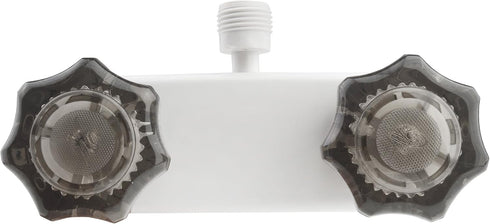 Dura Faucet DF-SA100S-WT RV/Motorhome/Trailer Shower Faucet Valve Diverter with Smoked Acrylic Knobs (White)...