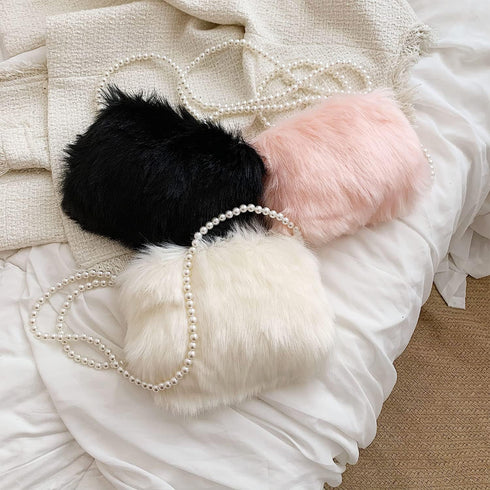 Ynport Faux Fur Bag for Women Fuzzy Evening Clutch Fluffy Feather Shoulder Purse Small Cute Furry Phone Crossbody Handbags...