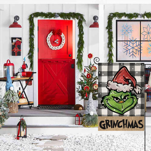 Chritmas Garden Flags for Outdoor,Buffalo Plaid with Small Yard Flag,Seasonal Xmas Decors for Winter Holiday Farmhouse Outside 12x18 Double Sided...