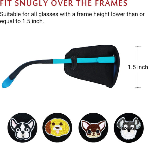 Cotton & Silk Eye Patch for Kids Glasses (Right Eye, Bulldog)...