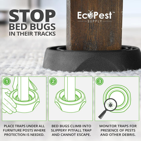 Bed Bug Interceptors – 4 Pack | Bed Bug Blocker (Pro) Interceptor Traps | Insect Trap, Monitor, and Detector for Bed Legs (Black)...