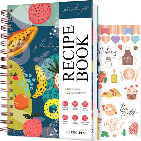 PLANBERRY Recipe Book – Blank Hardcover Cookbook to Write In Your Own Recipes – Empty Cook Book Journal to Fill In – Blank Family Recipe Notebook ...