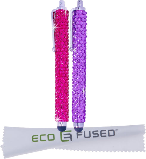Eco-Fused Universal Bling Stylus Pens - 2 Long Gem Covered Stylus Pens Compatible with All Capacitive Touchscreen Devices (All iPhone, iPad, Andro...