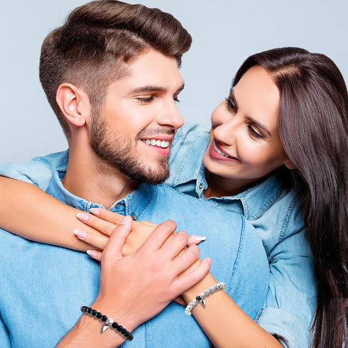 2 Pcs Magnetic Couples Bracelets Matching Bracelets Adjustable Connecting Bracelets, Double Rope Strong Couple Valentines Day Gifts Friendship Bea...
