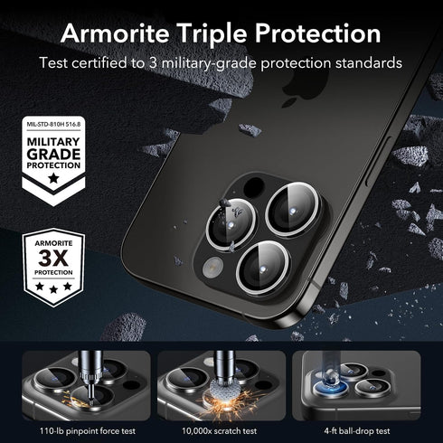ESR 2 Pack Camera Lens Protector for iPhone 15 Pro Max/15 Pro/14 Pro Max/14 Pro, Ultra-tough HD Individual Lens Protectors, Scratch Resistant, Ult...