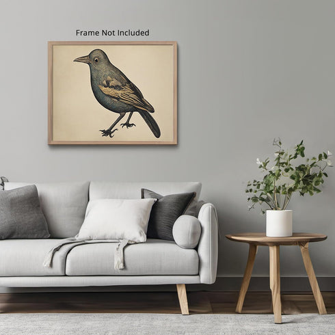 Posterizer 1 pcs- Blue and Yellow bird with a brown background-Art for Animal Lovers- Gift for Nature, Surfers and Beach Lovers-decor for Bedroom,...