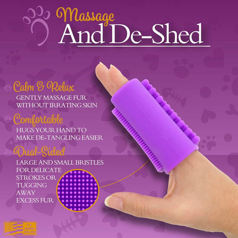 MiMu Silicone Pet Brush - Purple Deshedding Brush for Routine Deep Cleaning and Massaging Wet or Dry Dog Shedding Tool...