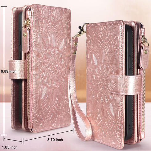 Harryshell Compatible with iPhone 13 Pro Max 6.7 inch 5G 2021 Wallet Case Detachable Magnetic Cover Zipper Cash Pocket Multi Card Slots Holder Wri...