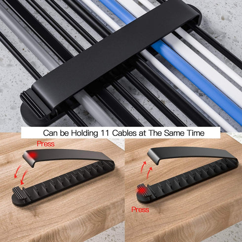 pzoz Cable Clips, 3 Pack Cord Organizer Charger Cable Management for Organizing Home Office Desk Phone Car Wire, Self Adhesive Cord Holders (Black...