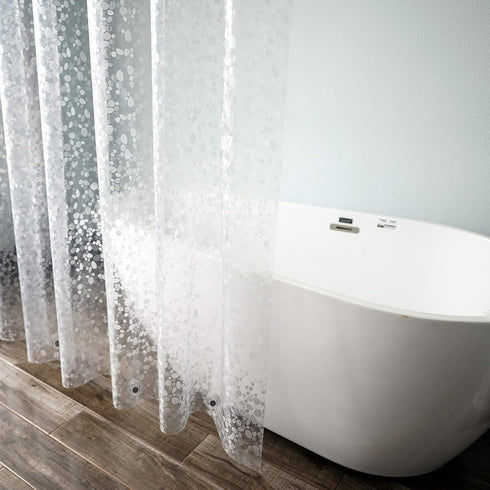 AooHome 36x72 Inch Stall Size Shower Curtain Liner, EVA Shower Curtain 3D Pebble Pattern with 3 Bottom Magnets, Heavy Duty, Water Repellent, Semi ...