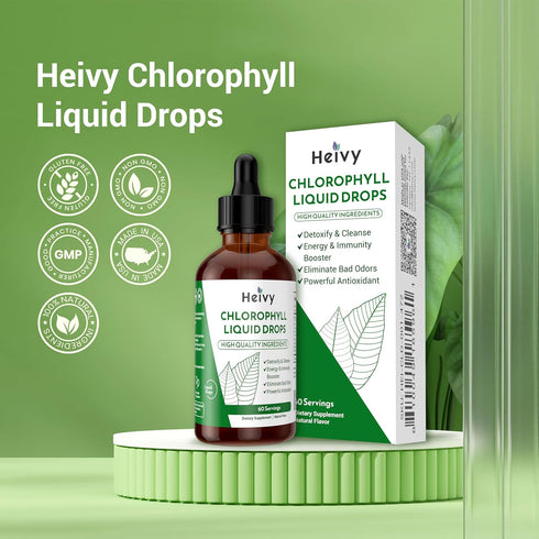 Heivy Chlorophyll Liquid Drops, Internal Deodorizer, Detox & Cleanse, Powerful Antioxidant, Support Overall Health, 100% Natural and Gluten Free, ...