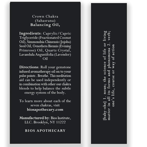7th Chakra Balancing Oil - Sahasrara Crown Chakra Aromatherapy - Roll On Pulse Points - Infused with White Quartz Crystal and Lavender Essential O...