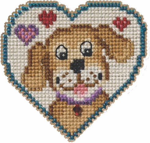 Mill Hill Puppy Love Beaded Counted Cross Stitch Ornament Kit 2023 Spring Bouquet MH182315...