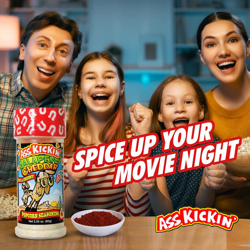 ASS KICKIN' Jalapeno Cheddar Popcorn Seasoning - Great for Gourmet Popcorn or Chicken Wings and Meat - Perfect Stocking Stuffers or Christmas Gift...