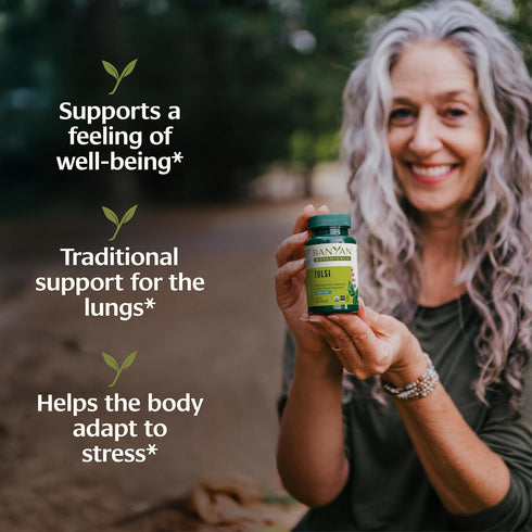 Banyan Botanicals Tulsi (Holy Basil) – Uplifting Adaptogen – Organic Lung and Respiratory Health Supplement* – 90 Tablets – Non-GMO Sustainably So...
