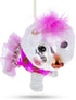 Fluffy Bichon Frise Blown Glass Christmas Ornament...