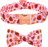 ARING PET Fall Dog Collar Bowtie, Cute Thanksgiving Turkey Dog Collar with Bow, Cotton Maple Leaf Rugby Dog Collar with Metal Buckle for Small Med...