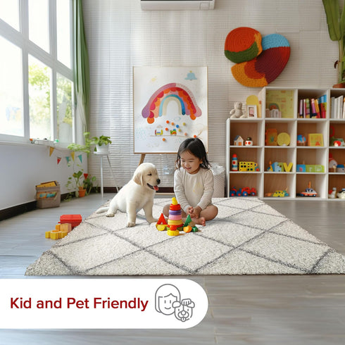 nuLOOM Tess Moroccan Shag Area Rug - 2x3 Accent Shag Rug Modern/Contemporary White/Grey Rugs for Living Room Bedroom Dining Room Nursery Entryway...