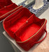 Travel Makeup Bag Water-resistant Large Capacity Red Cosmetic Bag With Elegant Woven Pattern Double-Sided Zipper And Smart Interior Organization F...