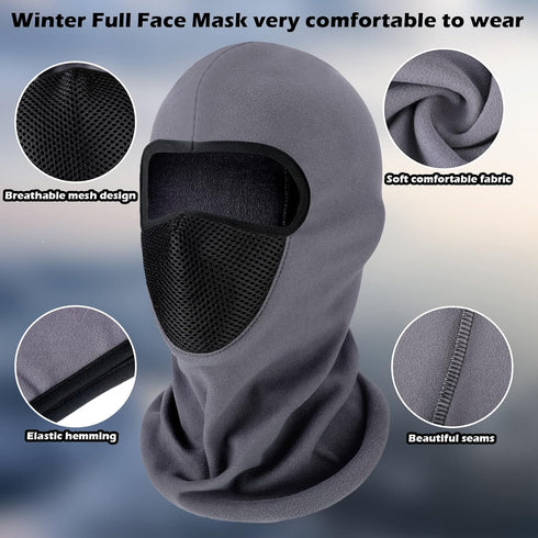 Balaclava Ski Mask 2 Pcs Fleece Thermal Winter Mask Windproof Motorcycle Full Face Mask Head Face Cover for Women Men Outdoor Skiing Cycling Snowb...