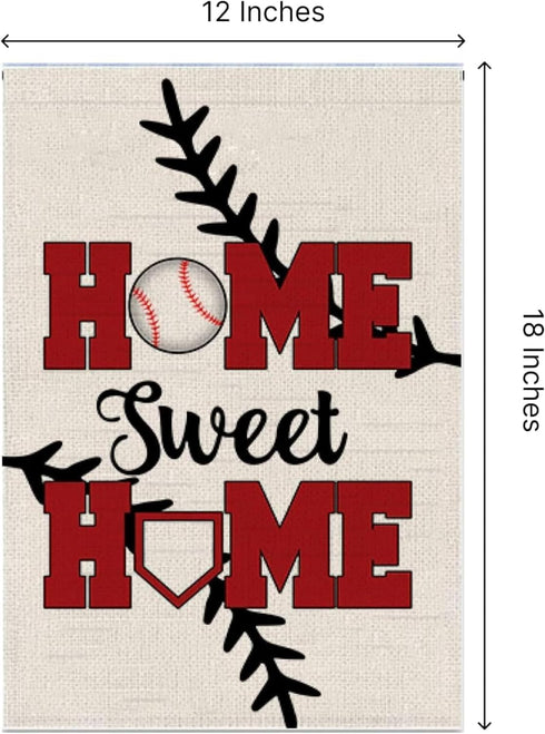 12x18 Inch Double Sided Summer and Spring Garden Flag - Baseball Home Sweet Home House Flag - Seasonal Large Outdoor Yard Flags of Burlap - Bat Ba...