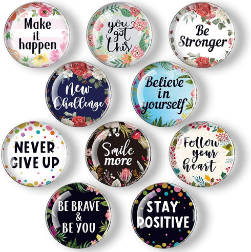 Weewooday 10 Pcs Inspirational Magnets for Fridge Refrigerator Locker Decor Accessories Motivational Glass Quote Fun Decorative Gifts for Cabinet ...