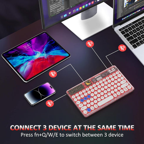 Bluetooth Keyboard, Universal Portable Wireless Keyboard for iPad, Smart Multi Device Rechargeable Small Keyboard for Tablet iPhone Laptop Smartph...