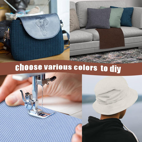 16 Pieces Wale Corduroy Fabric Solid Plain Thick DIY Sewing Crafts Materials Stretch Corduroy Fabric for Coat Shirt Dress Pants Costume Sofa DIY S...