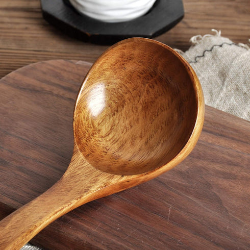 FJNATINH Wooden Ladle with Long Handle, Handmade Soup Ladle for Cooking Kitchen Cookware...