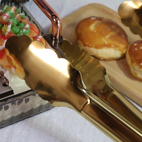 2 Pack 9 Inch Serving Tongs,Gold Salad Buffet Tongs,Stainless Steel Serving Utensils...