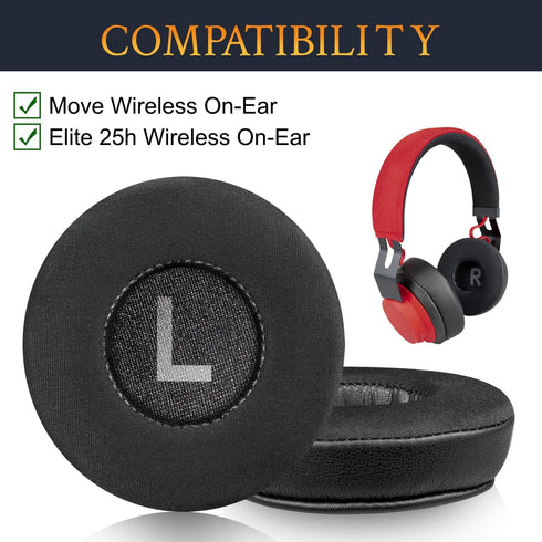 SOULWIT 70mm Earpads Replacement for Jabra Move/Elite 25h Wireless On-Ear Headphones, Ear Pads Cushions with High-Density Noise Isolation Foam - M...