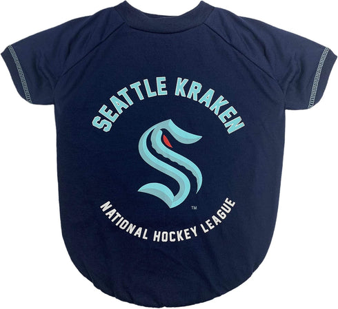 Dog TEE Shirt - NHL Seattle Kraken PET T-Shirt for Dogs & Cats, Size: Large. - Wrinkle-Free, Soft & Comfortable, Durable & Washable WAM Shirt Dres...