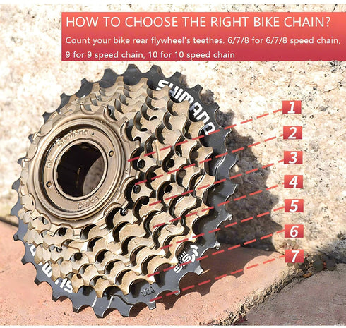 Bike Chain, 6/7/8 Speed Bicycle Chain Replacement, 1/2"x3/32" 116 Links Chain for Road Bike/BMX/MTB, Bicycle Accessories...