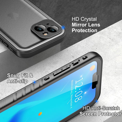 SPORTLINK Waterproof Case for iPhone 14, Full Body Heavy Duty Protection Full Sealed Cover Shockproof Dustproof Built-in Clear Screen Protector Ru...
