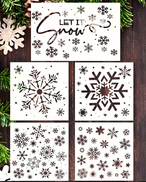 Snowflake Stencil Set | Snowflake Stencils for Crafts, Painting, Windows and More | Christmas Stencils Reusable Templates -Cards, Journals, Orname...